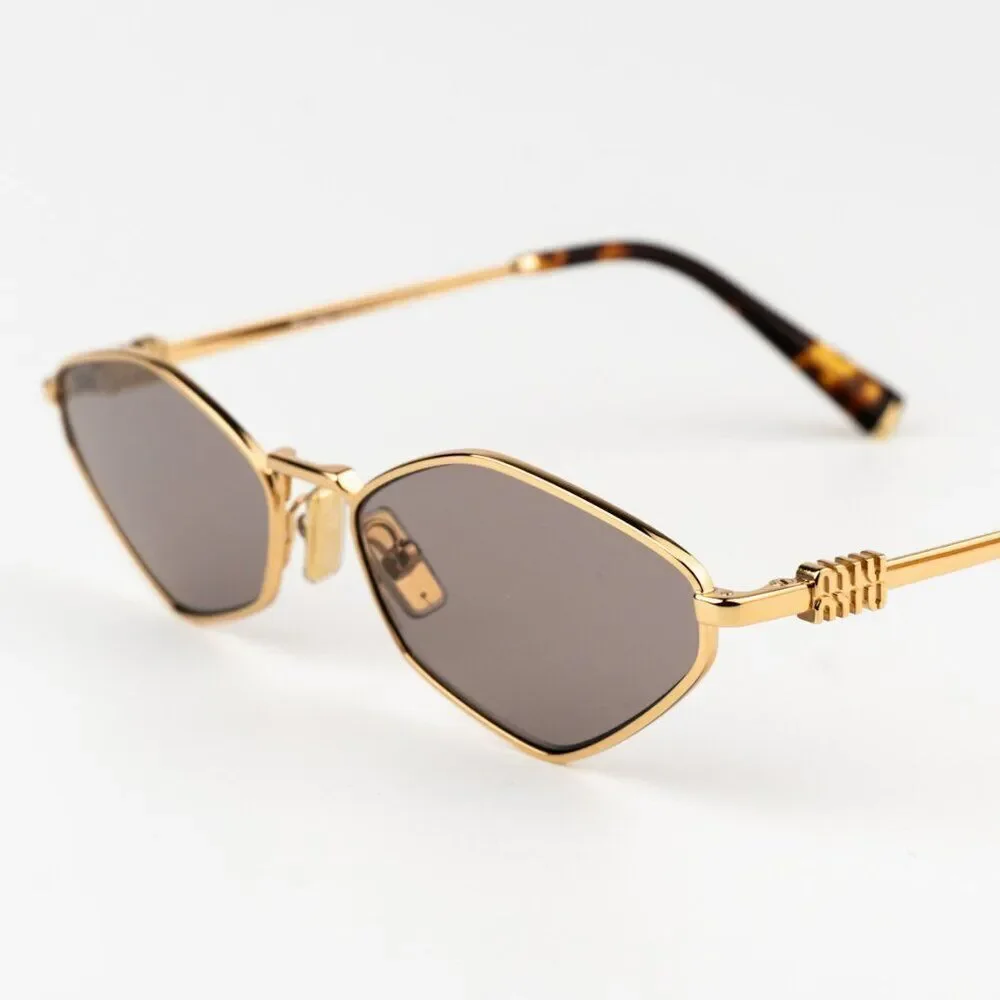 NEW Miu Miu MU56ZS 5AK20I REGARD Gold Light Purple Geometric Unisex Sunglasses